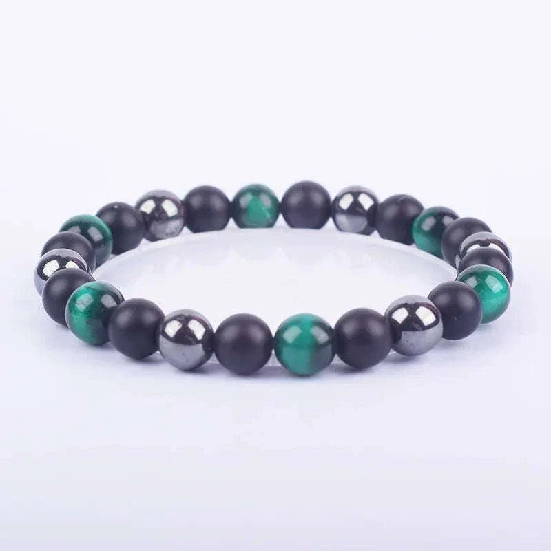 ✨ Magnetic Hematite, Tiger Eye & Obsidian Bracelet – Triple Protection Health Care Stainless Steel Bangle – Perfect Weight Loss Gift for Men & Women 17green tiger eye
