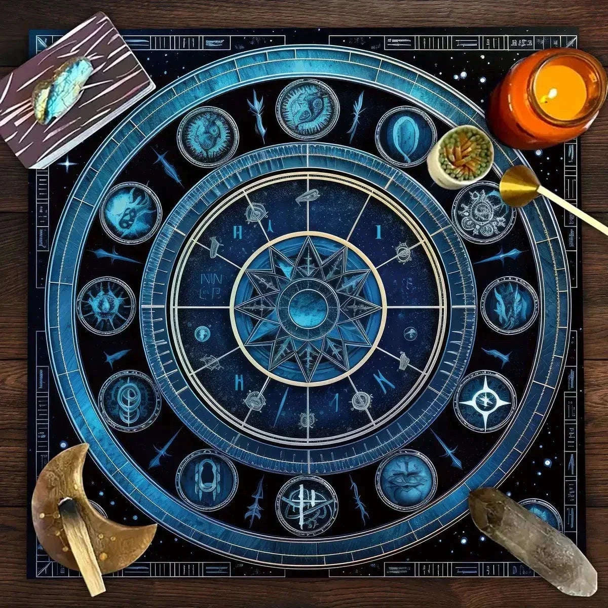 🃏 Mandala Tree of Life Tarot Tablecloth – Sea Velvet Square Butterfly Altar Cloth for Tarot Readings, Terrace Dining & Multi-Purpose Mystic Decor 046