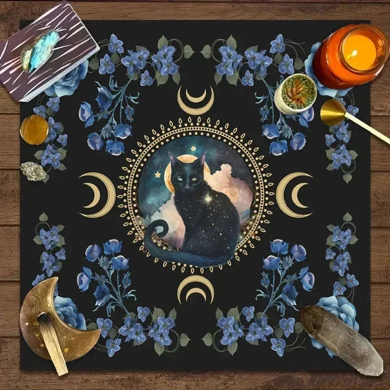 🃏 Mandala Tree of Life Tarot Tablecloth – Sea Velvet Square Butterfly Altar Cloth for Tarot Readings, Terrace Dining & Multi-Purpose Mystic Decor
