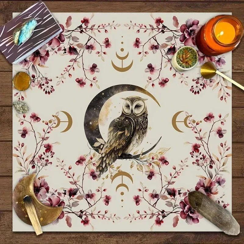 🃏 Mandala Tree of Life Tarot Tablecloth – Sea Velvet Square Butterfly Altar Cloth for Tarot Readings, Terrace Dining & Multi-Purpose Mystic Decor 025