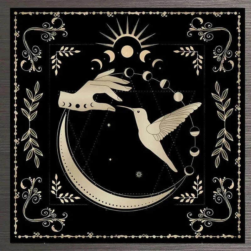 🃏 Mandala Tree of Life Tarot Tablecloth – Sea Velvet Square Butterfly Altar Cloth for Tarot Readings, Terrace Dining & Multi-Purpose Mystic Decor 037