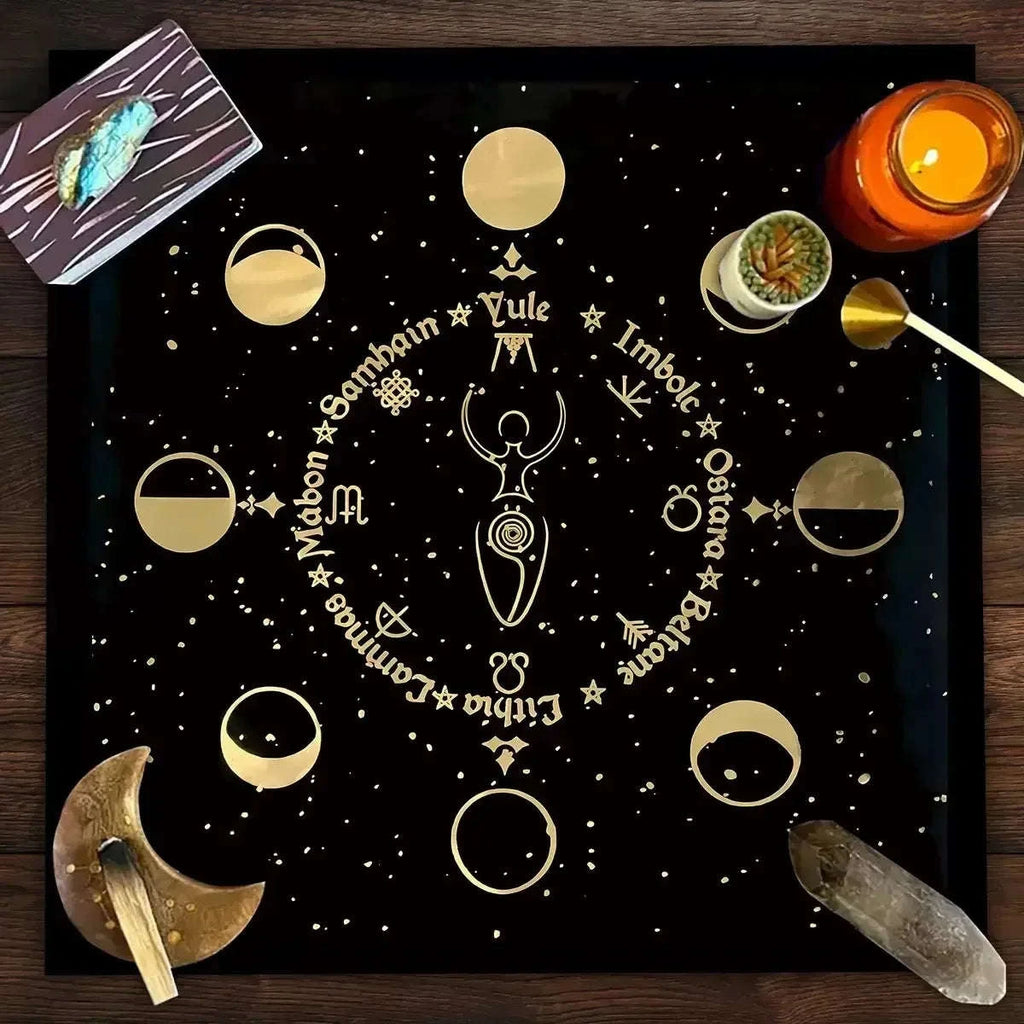🃏 Mandala Tree of Life Tarot Tablecloth – Sea Velvet Square Butterfly Altar Cloth for Tarot Readings, Terrace Dining & Multi-Purpose Mystic Decor