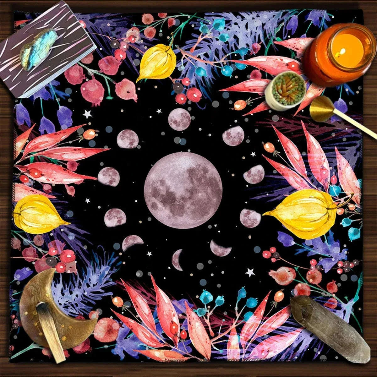 🃏 Mandala Tree of Life Tarot Tablecloth – Sea Velvet Square Butterfly Altar Cloth for Tarot Readings, Terrace Dining & Multi-Purpose Mystic Decor 031