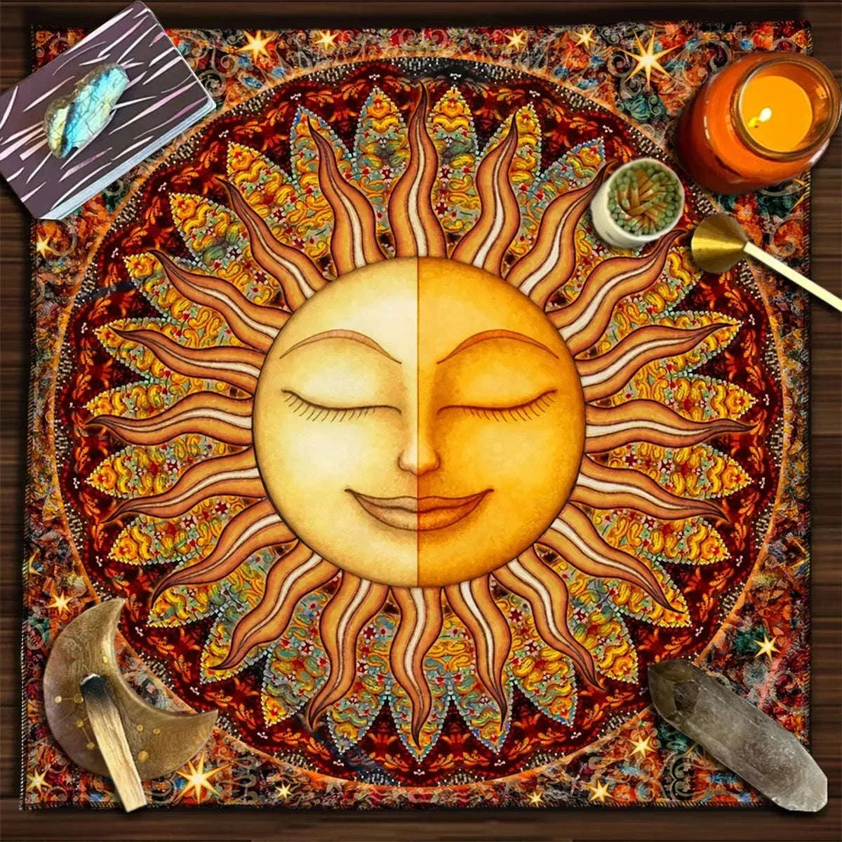 🃏 Mandala Tree of Life Tarot Tablecloth – Sea Velvet Square Butterfly Altar Cloth for Tarot Readings, Terrace Dining & Multi-Purpose Mystic Decor