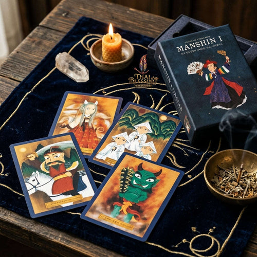 MANSHIN I Oracle Deck (83 Pcs Traditional Korean Shamanism & Folklore Edition) - 350GSM Double-Embossed Cards in Rigid Box for Eastern Divination, Spiritual Seekers & Collectors Thai Blessing Co By RURUECHA