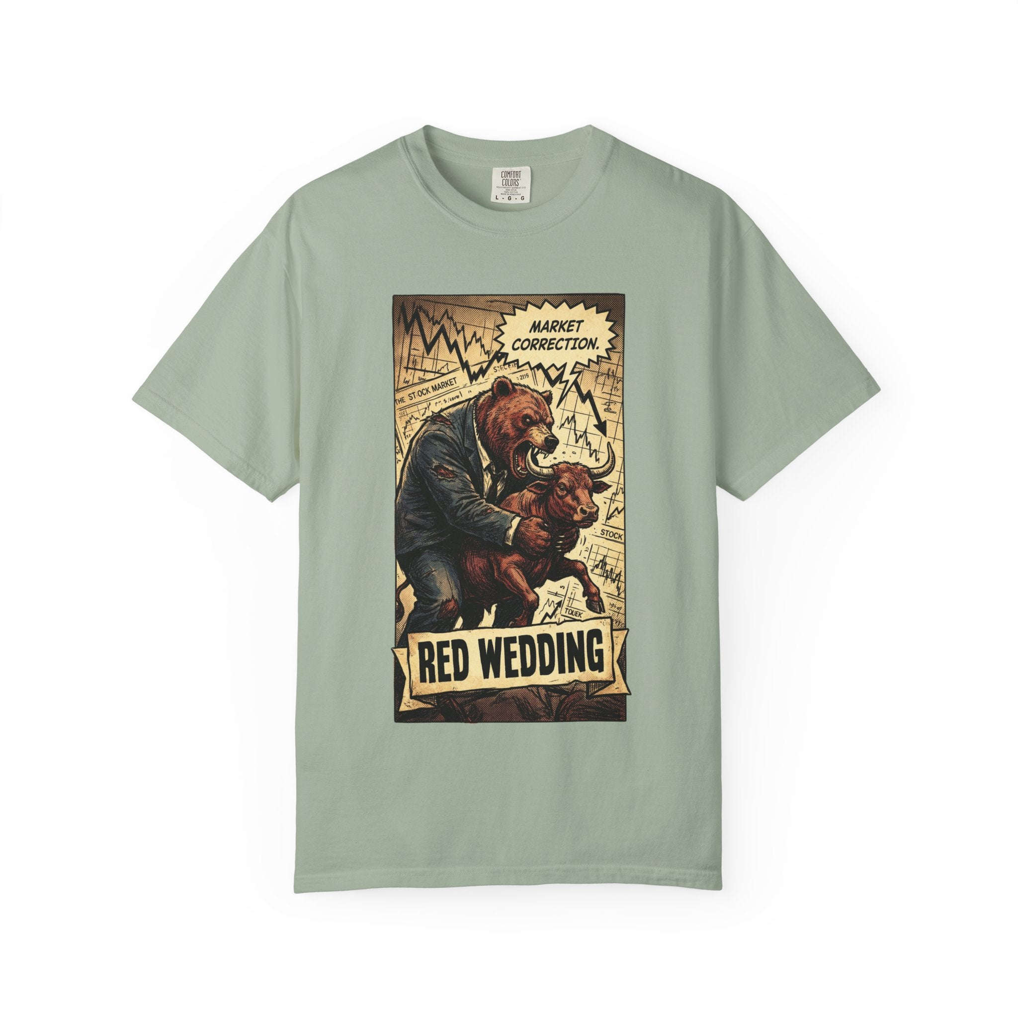 Market Correction Red Wedding Shirt, Bear vs Bull Stock Market Tee, Funny Trader Investor Gift, Vintage Finance Graphic Streetwear Bay