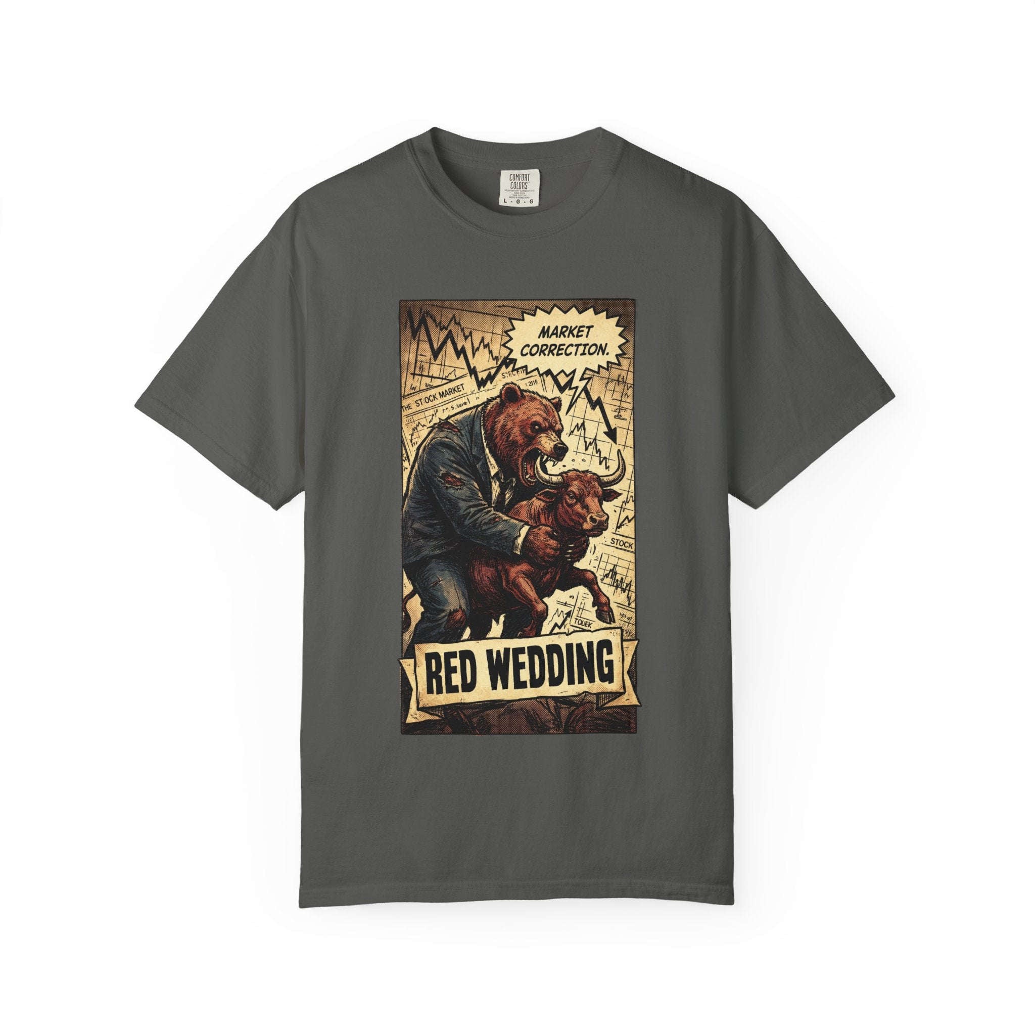 Market Correction Red Wedding Shirt, Bear vs Bull Stock Market Tee, Funny Trader Investor Gift, Vintage Finance Graphic Streetwear Pepper