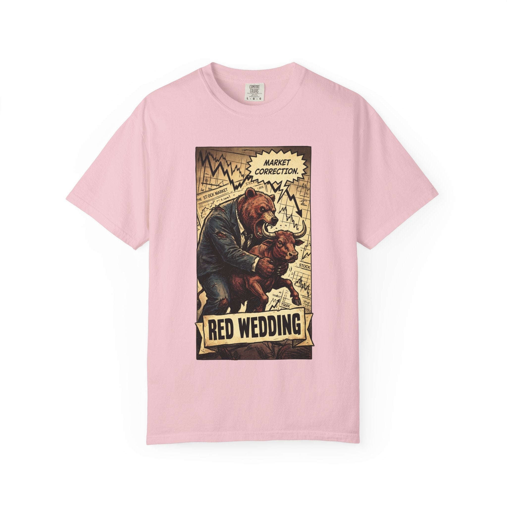 Market Correction Red Wedding Shirt, Bear vs Bull Stock Market Tee, Funny Trader Investor Gift, Vintage Finance Graphic Streetwear Blossom