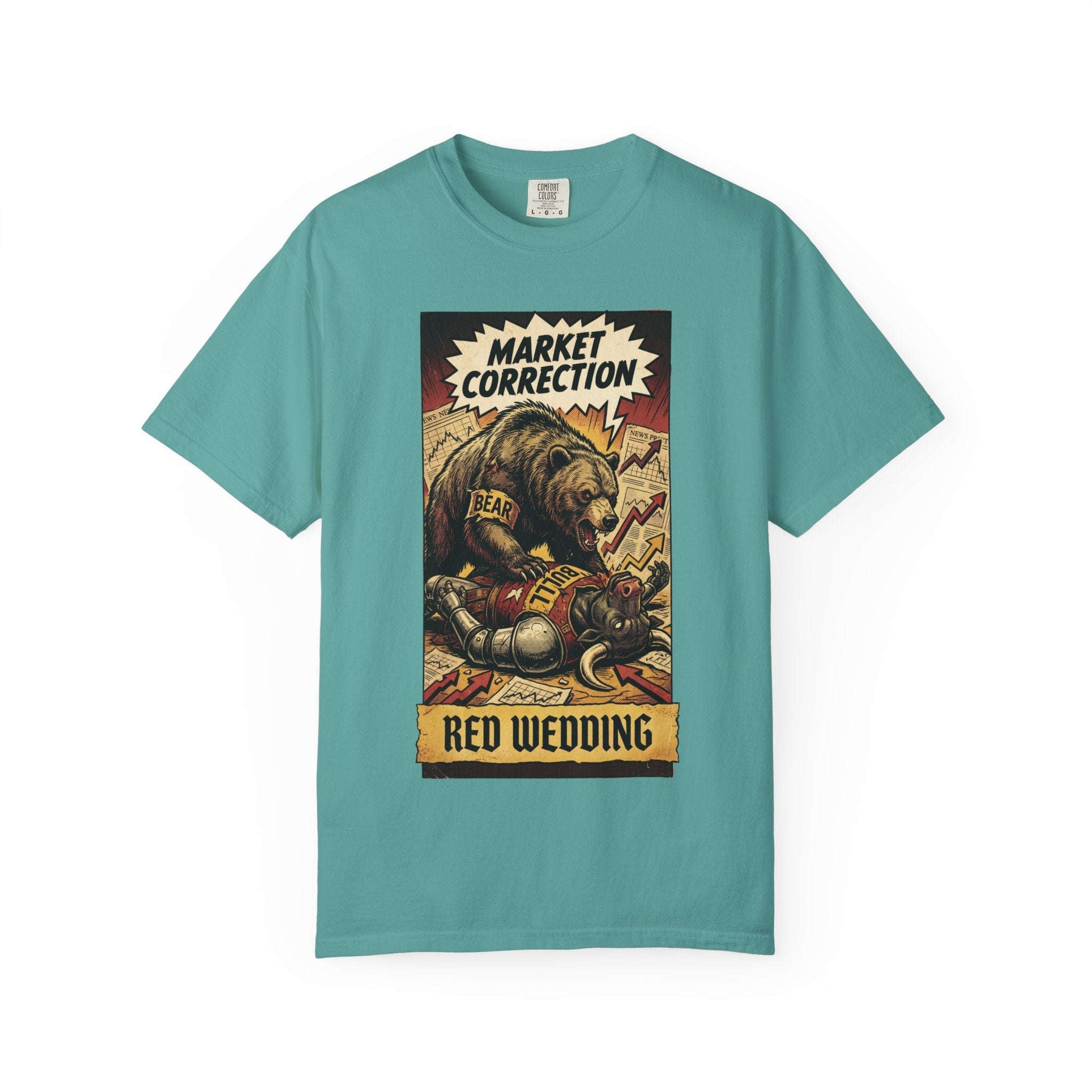 Market Correction T-Shirt, Red Wedding Stock Market Tee, Bear vs Bull Finance Graphic, Day Trader Investor Gift, Vintage Wall Street Apparel Seafoam
