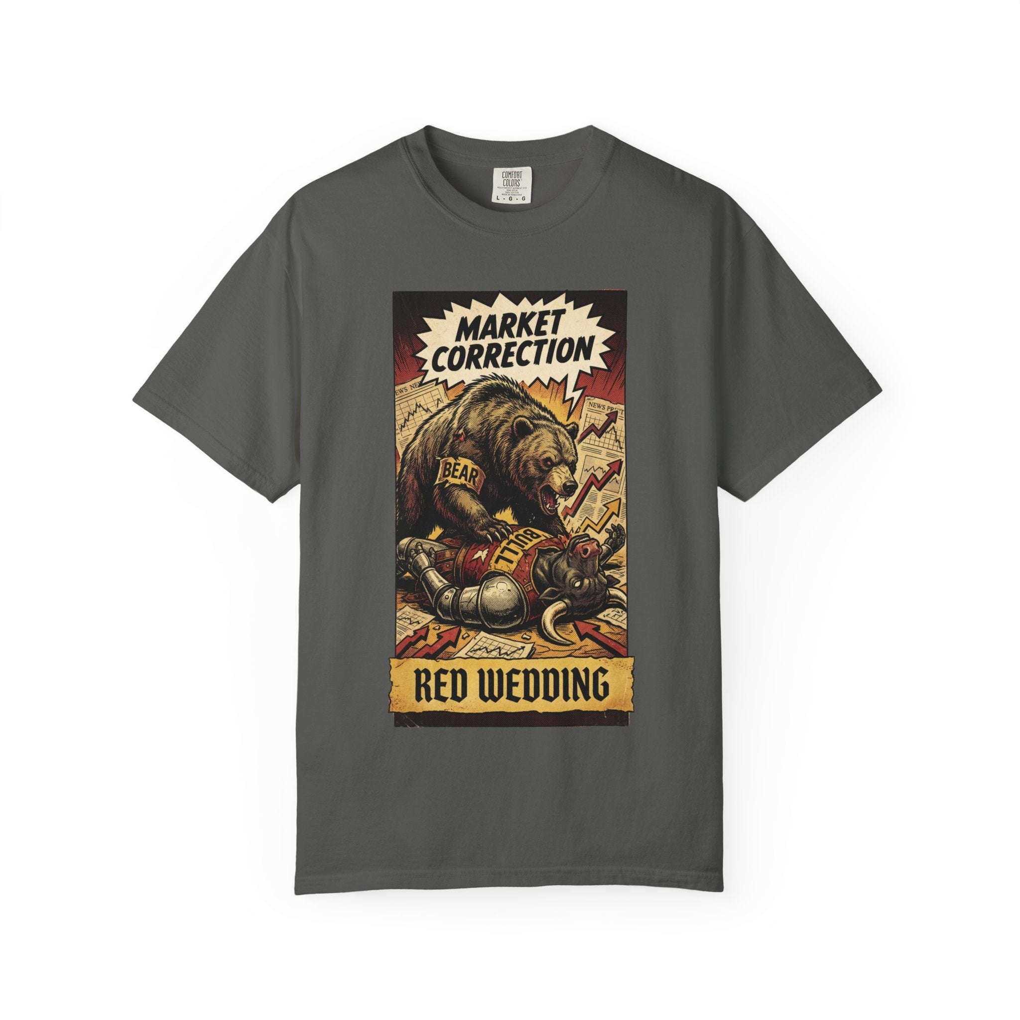 Market Correction T-Shirt, Red Wedding Stock Market Tee, Bear vs Bull Finance Graphic, Day Trader Investor Gift, Vintage Wall Street Apparel Pepper