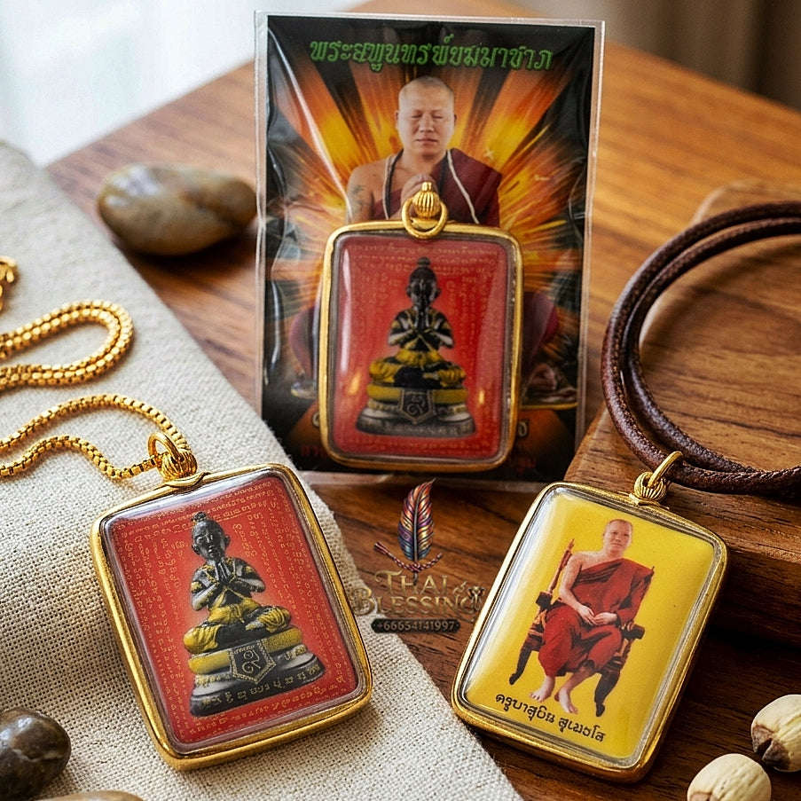 Master-Grade Esoteric Dual-Sided Red-Background Golden Child Kuman Tong & Sovereign Wealth Sacred Locket Edition Khru Ba Subin Sumetho 2013 Thai Amulet Collectible Thai Blessing Co By RURUECHA