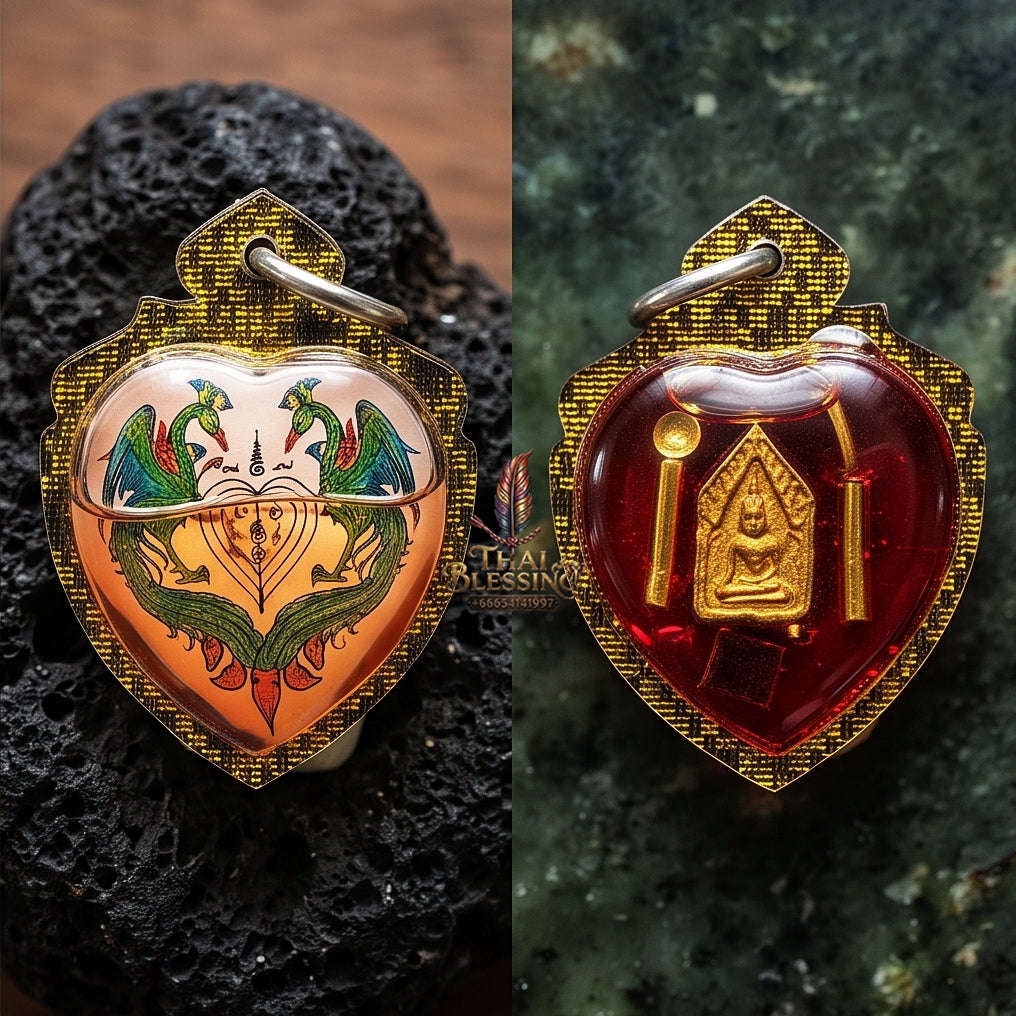 Master-Grade Esoteric Golden Peacock & Sovereign Wealth Seduction Oil-Immersed Sacred Locket Edition Achan Khiao Thep Thong Thai Amulet Collectible Thai Blessing Co By RURUECHA