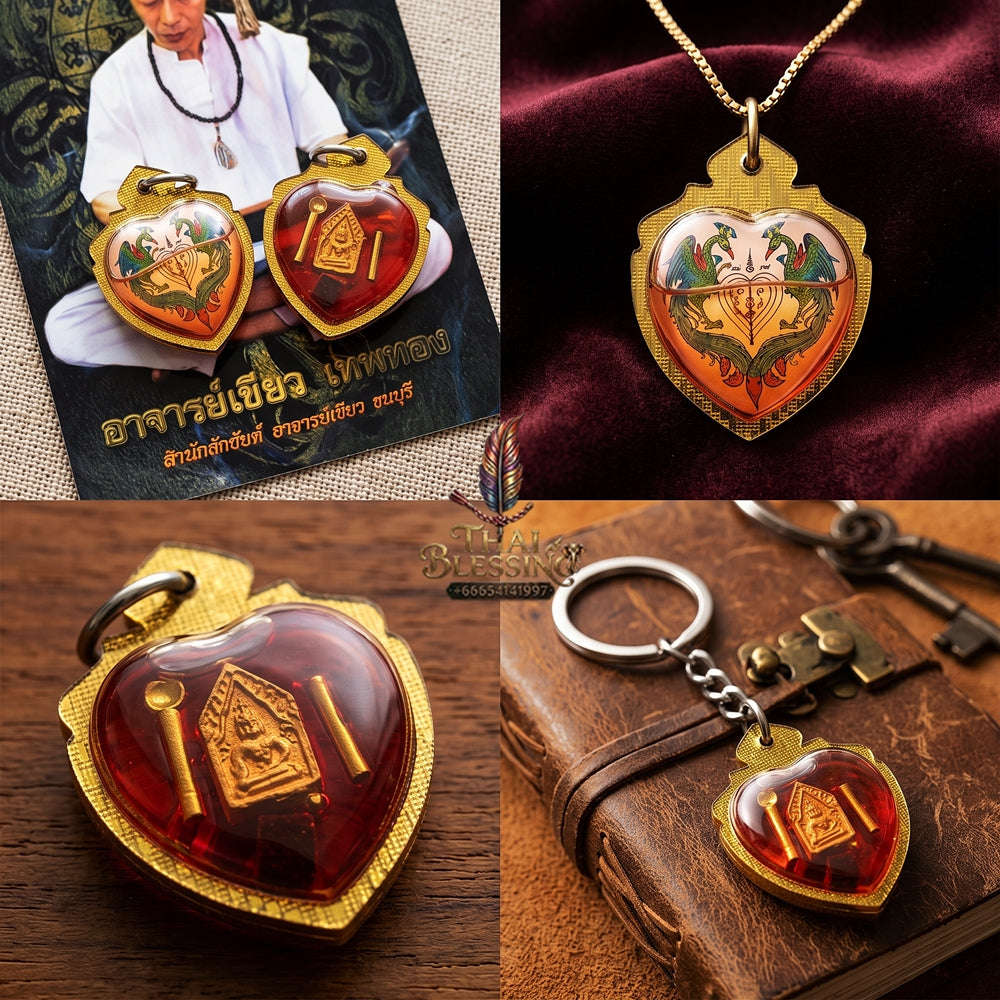 Master-Grade Esoteric Golden Peacock & Sovereign Wealth Seduction Oil-Immersed Sacred Locket Edition Achan Khiao Thep Thong Thai Amulet Collectible Thai Blessing Co By RURUECHA