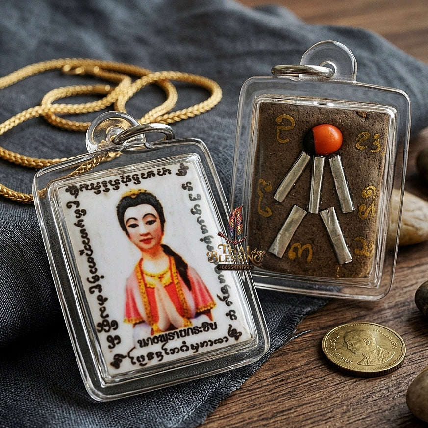 Master-Grade Esoteric Mae Krasip Whispering Spirit of Wealth & Fivefold Sovereign Lucky Takrut Sacred Locket Edition Thai Blessing Co By RURUECHA