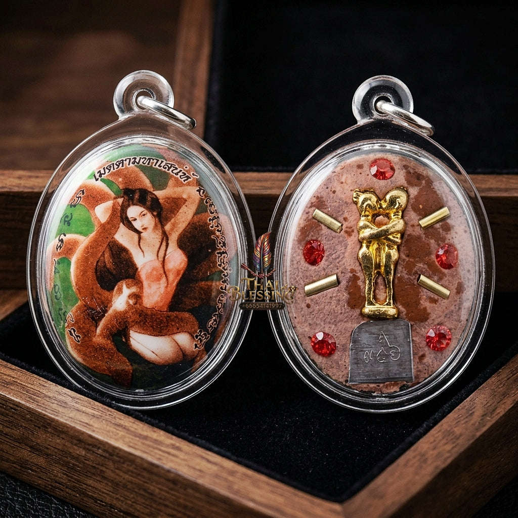Master-Grade Esoteric Nine-Tail Fox & Dual Yin-Yang Couple Embrace Sacred Locket Edition Achan San Khong Wet 2016 Thai Amulet Collectible Thai Blessing Co By RURUECHA