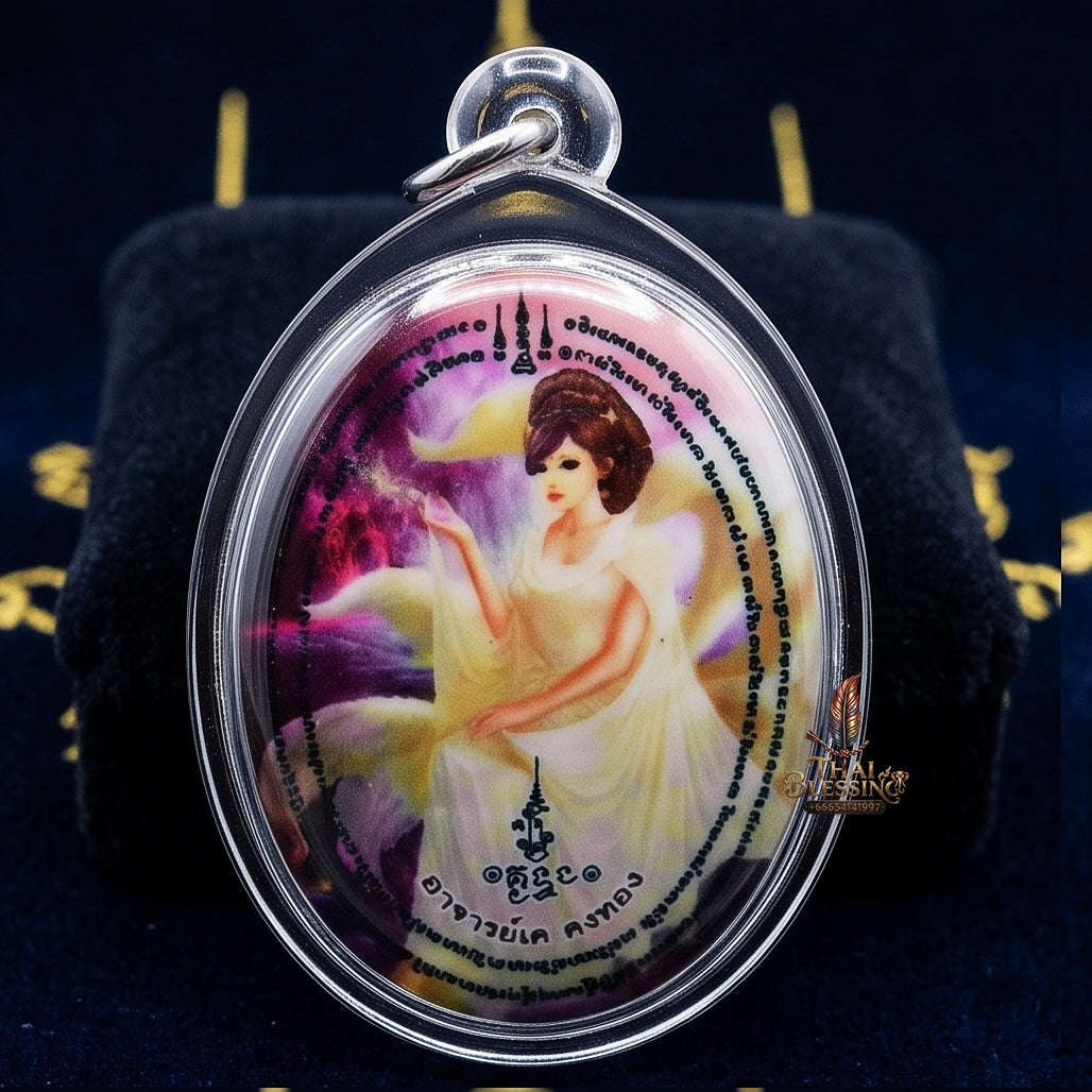 Master-Grade Esoteric Nine-Tail Fox & Romantic Attraction Sacred Oval Locket Medium Edition Achan Khe Khong Thong Thai Amulet Collectible Thai Blessing Co By RURUECHA