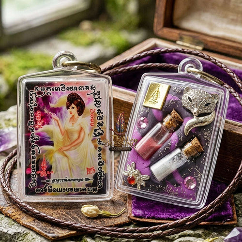 Master-Grade Esoteric Nine-Tail Fox & Romantic Attraction Sacred Square Locket Edition Achan Khe Khong Thong Thai Amulet Collectible Thai Blessing Co By RURUECHA