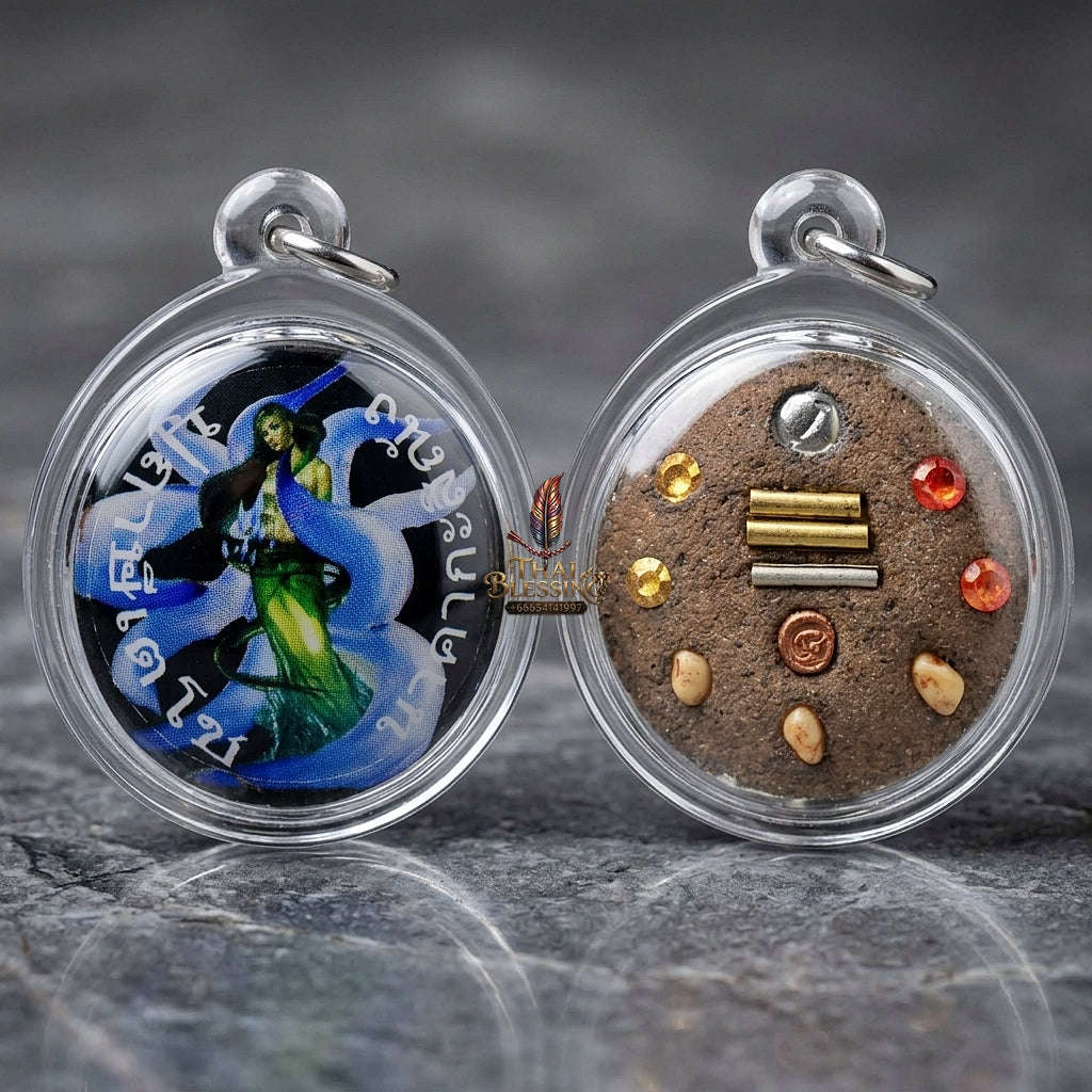 Master-Grade Esoteric Nine-Tail Fox & Seduction Aura Sacred Locket Edition Rue Si Techo Nakha Ka Si Nang 2012 Thai Amulet Collectible Thai Blessing Co By RURUECHA