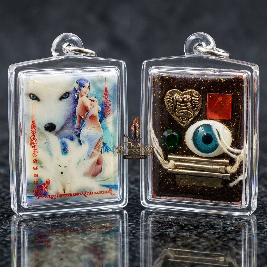 Master-Grade Esoteric Nine-Tail Fox Seduction & Popularity Magnetism Locket Medium Edition Luang Pu In Samnak Song Khlong Khilek 2025 Thai Amulet Collectible Thai Blessing Co By RURUECHA