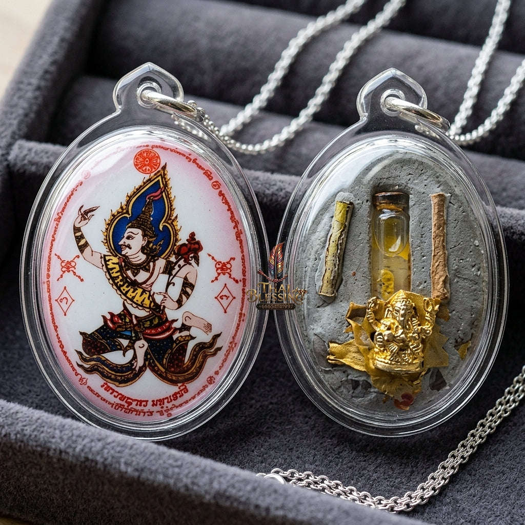 Master-Grade Esoteric Phet Phayathorn Celestial Deity & Oil-Submerged Kamasutra In Ku Couple Sovereign Maha Saneh Sacred Locket Thai Blessing Co By RURUECHA