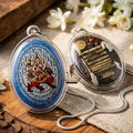 Master-Grade Esoteric Phet Phayathorn Celestial Deity & Sovereign Maha Saneh Extra-Large Blue-Background Sacred Locket Thai Blessing Co By RURUECHA