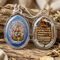 Master-Grade Esoteric Phet Phayathorn Celestial Deity & Sovereign Maha Saneh Medium-Large Blue-Background Sacred Locket Edition Luang Pu In Wat Nong Mek Surin 2014 Thai Amulet Collectible Thai Blessing Co By RURUECHA