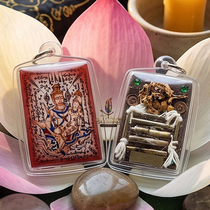 Master-Grade Esoteric Phet Phayathorn Chao Saneh Celestial Deity & Sovereign Maha Saneh Small Red-Background Sacred Locket Thai Blessing Co By RURUECHA