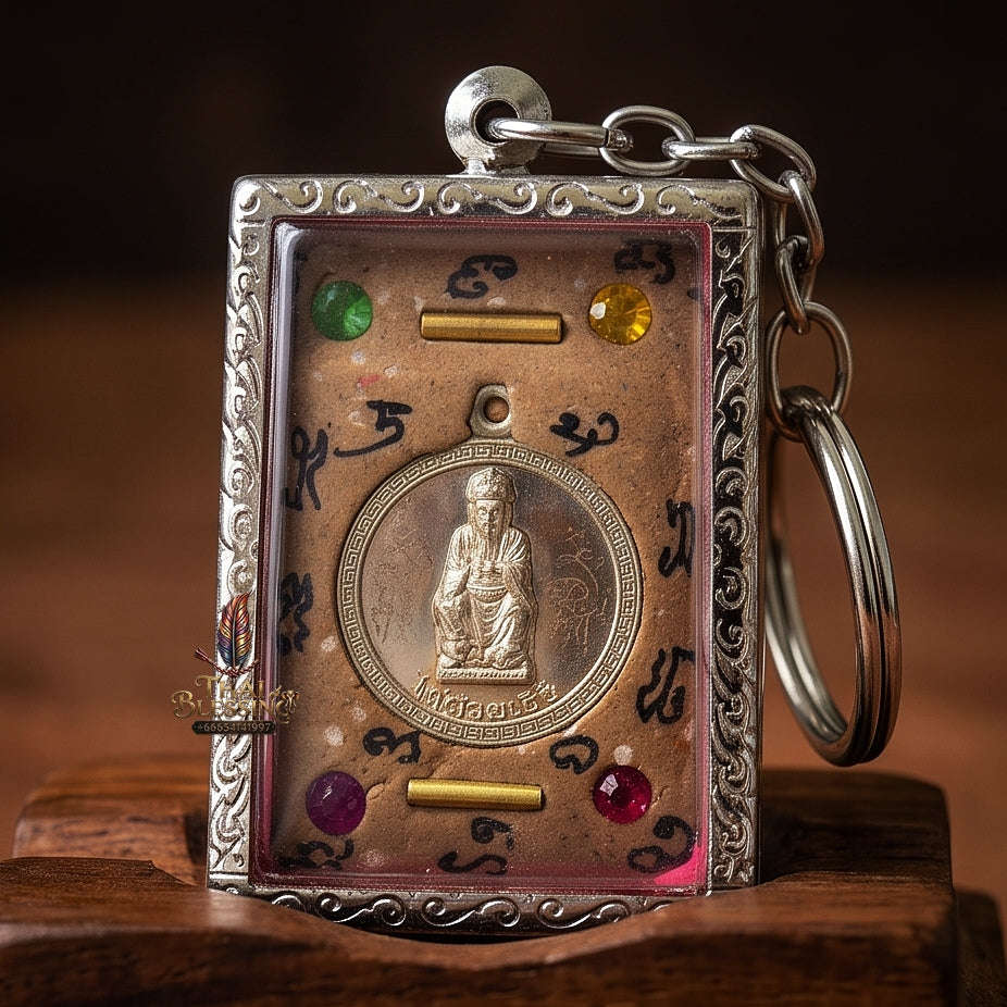 Master-Grade Esoteric Phra Lak Na Thong & Chai Sing Eia Wealth God Sacred Locket Edition Phra Achan Supphasit Wat Bang Namchon 2017 Thai Amulet Collectible Thai Blessing Co By RURUECHA