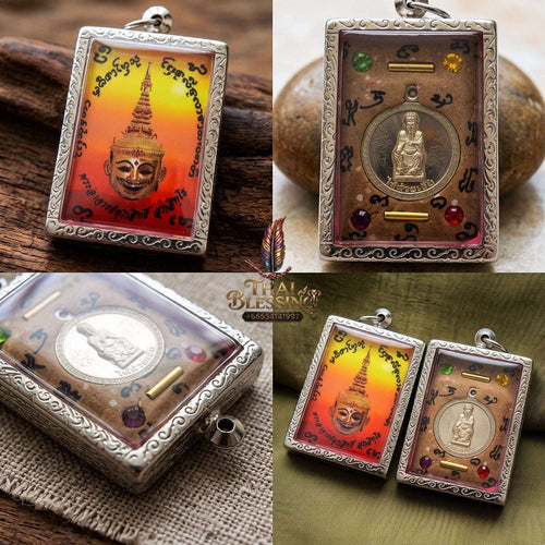 Master-Grade Esoteric Phra Lak Na Thong & Chai Sing Eia Wealth God Sacred Locket Edition Phra Achan Supphasit Wat Bang Namchon 2017 Thai Amulet Collectible Thai Blessing Co By RURUECHA