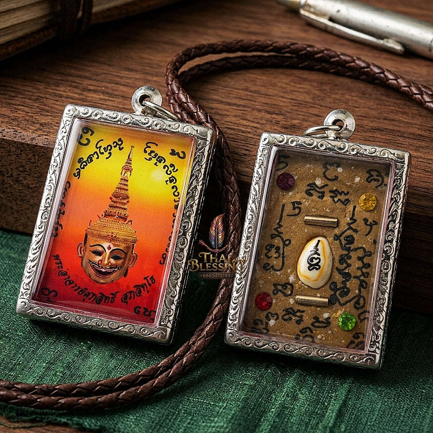 Master-Grade Esoteric Phra Lak Na Thong & Golden Face Metta Sovereign Sacred Locket Edition Phra Achan Supphasit Wat Bang Namchon 2016 Thai Amulet Collectible Thai Blessing Co By RURUECHA