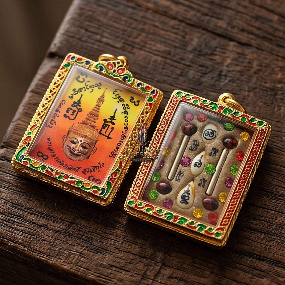 Master-Grade Esoteric Phra Lak Na Thong Ong Kru (Teacher Edition), Chai Sing Eia Wealth God & Dual Takrut Sovereign Sacred Locket Edition Phra Achan Supphasit Wat Bang Namchon 2017 Thai Amulet Collectible Thai Blessing Co By RURUECHA