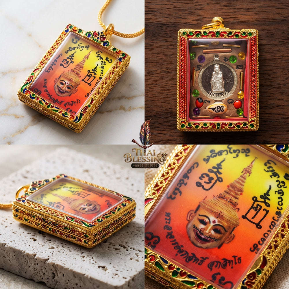 Master-Grade Esoteric Phra Lak Na Thong Ong Kru (Teacher Edition), Chai Sing Eia Wealth God & Dual Takrut Sovereign Sacred Locket Edition Phra Achan Supphasit Wat Bang Namchon 2017 Thai Amulet Collectible Thai Blessing Co By RURUECHA