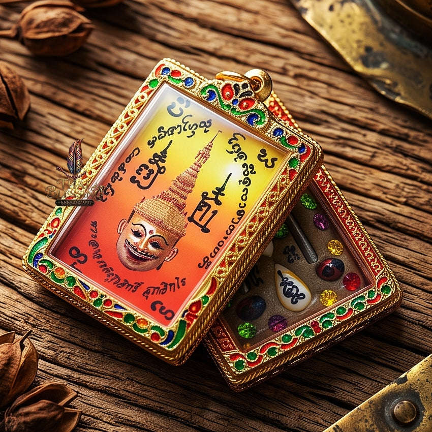 Master-Grade Esoteric Phra Lak Na Thong Ong Kru (Teacher Edition), Chai Sing Eia Wealth God & Dual Takrut Sovereign Sacred Locket Edition Phra Achan Supphasit Wat Bang Namchon 2017 Thai Amulet Collectible Thai Blessing Co By RURUECHA