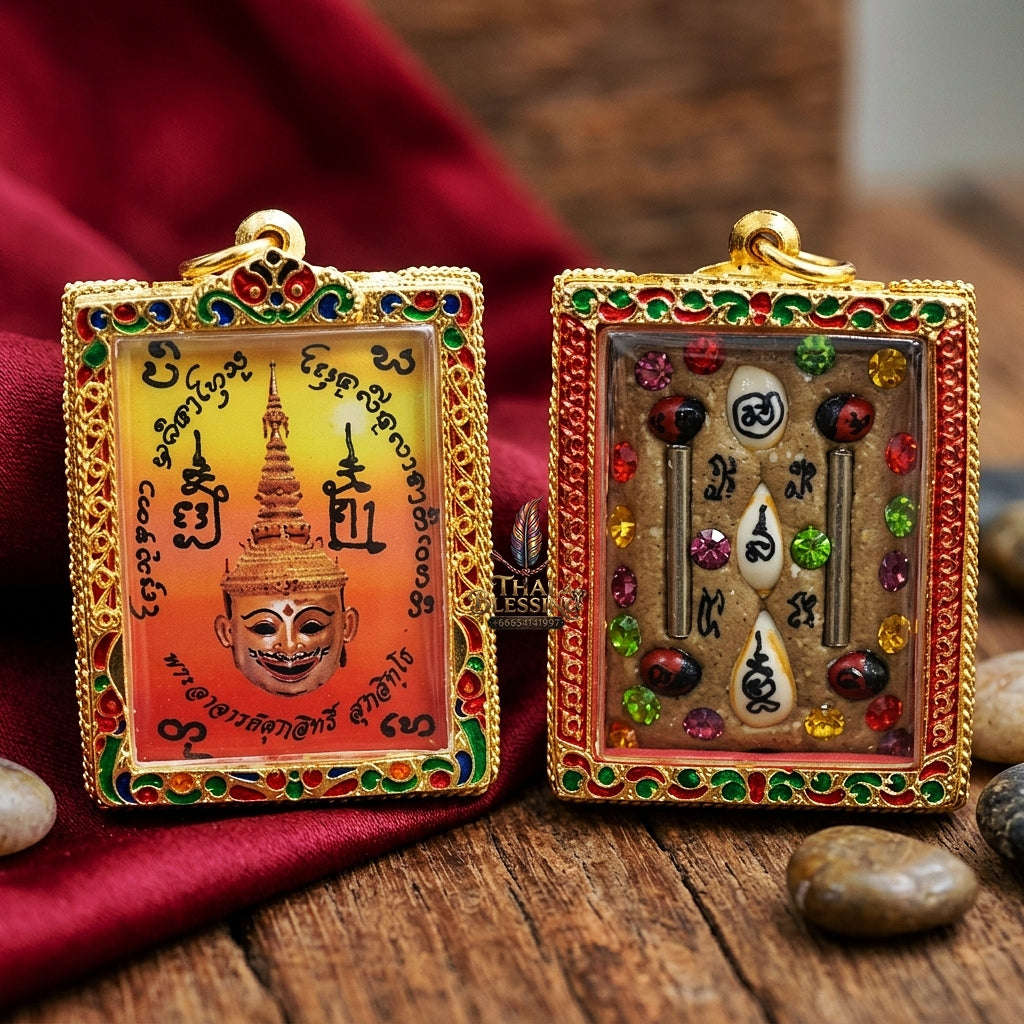 Master-Grade Esoteric Phra Lak Na Thong Ong Kru (Teacher Edition), Chai Sing Eia Wealth God & Dual Takrut Sovereign Sacred Locket Edition Phra Achan Supphasit Wat Bang Namchon 2017 Thai Amulet Collectible Thai Blessing Co By RURUECHA