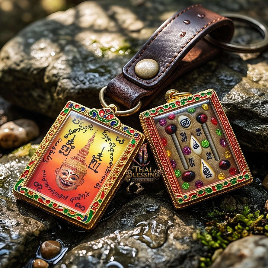 Master-Grade Esoteric Phra Lak Na Thong Ong Kru (Teacher Edition), Chai Sing Eia Wealth God & Dual Takrut Sovereign Sacred Locket Edition Phra Achan Supphasit Wat Bang Namchon 2017 Thai Amulet Collectible Thai Blessing Co By RURUECHA