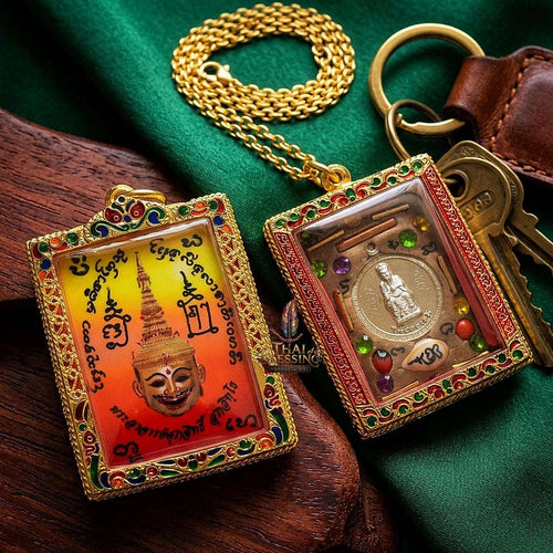 Master-Grade Esoteric Phra Lak Na Thong Ong Kru (Teacher Edition), Chai Sing Eia Wealth God & Dual Takrut Sovereign Sacred Locket Edition Phra Achan Supphasit Wat Bang Namchon 2017 Thai Amulet Collectible Thai Blessing Co By RURUECHA