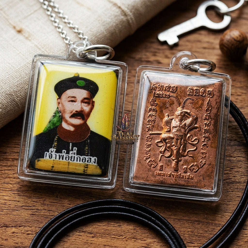 Master-Grade Esoteric Uncle Yi Ko Hong, God of Gambling, Lotteries & Sovereign Wealth Square Sacred Locket Edition Khru Ba Kritsana Intawanno Thai Blessing Co By RURUECHA