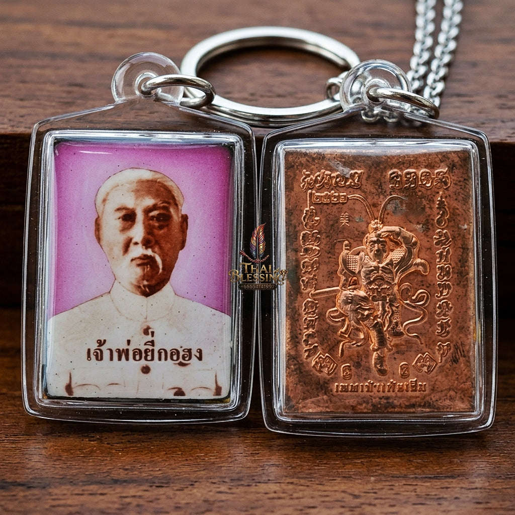 Master-Grade Esoteric Uncle Yi Ko Hong, God of Gambling, Lotteries & Sovereign Wealth Square Sacred Locket Edition Khru Ba Kritsana Intawanno Thai Blessing Co By RURUECHA