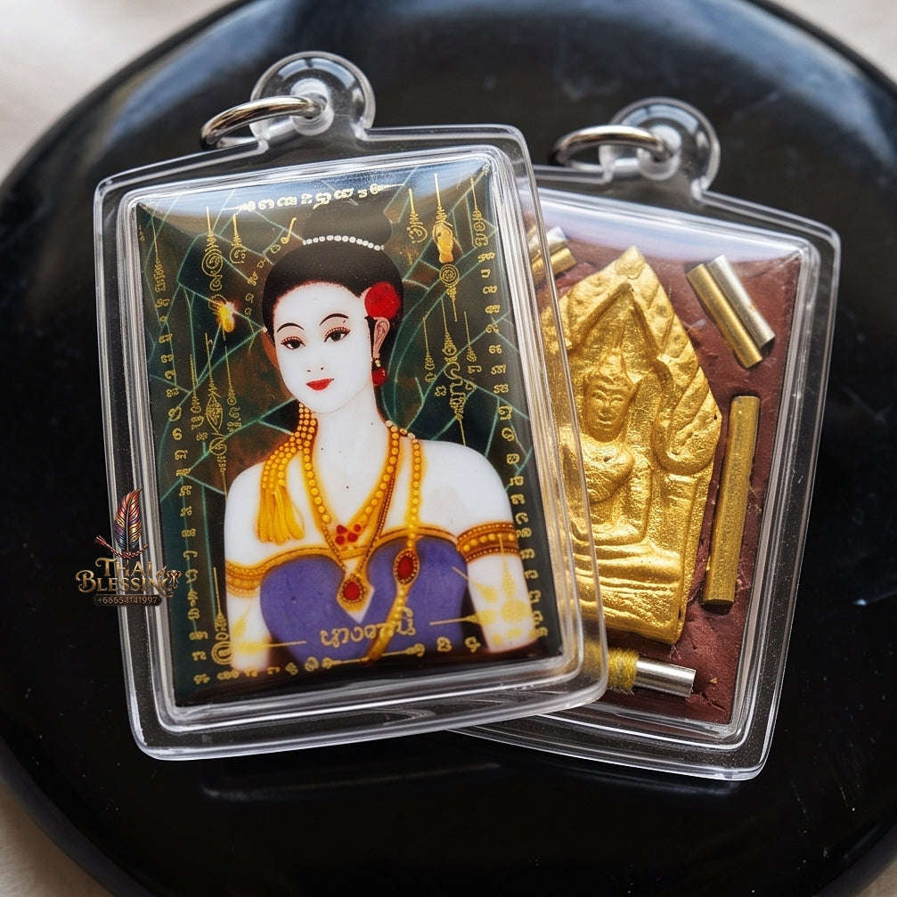 Master-Grade Lanna Esoteric Banana Tree Dryad & Sacred Herbal Matrix Locket Nang Tani Edition Achan Khongsak Mon Lanna 2015 Thai Amulet Collectible Thai Blessing Co By RURUECHA
