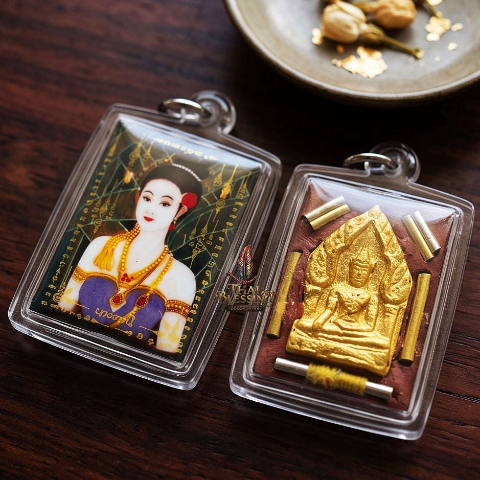 Master-Grade Lanna Esoteric Banana Tree Dryad & Sacred Herbal Matrix Locket Nang Tani Edition Achan Khongsak Mon Lanna 2015 Thai Amulet Collectible Thai Blessing Co By RURUECHA