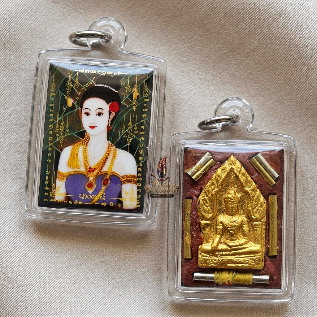 Master-Grade Lanna Esoteric Banana Tree Dryad & Sacred Herbal Matrix Locket Nang Tani Edition Achan Khongsak Mon Lanna 2015 Thai Amulet Collectible Thai Blessing Co By RURUECHA