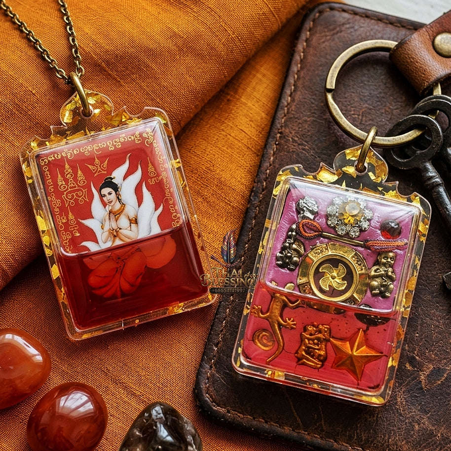 Master-Grade Lanna Esoteric Nine-Tail Fox & Wealth Attraction Sacred Red-Background Locket Achan Nan Khong Mon Lanna 2024 Thai Amulet Collectible Thai Blessing Co By RURUECHA