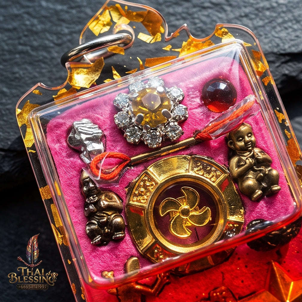 Master-Grade Lanna Esoteric Nine-Tail Fox & Wealth Attraction Sacred Red-Background Locket Achan Nan Khong Mon Lanna 2024 Thai Amulet Collectible Thai Blessing Co By RURUECHA