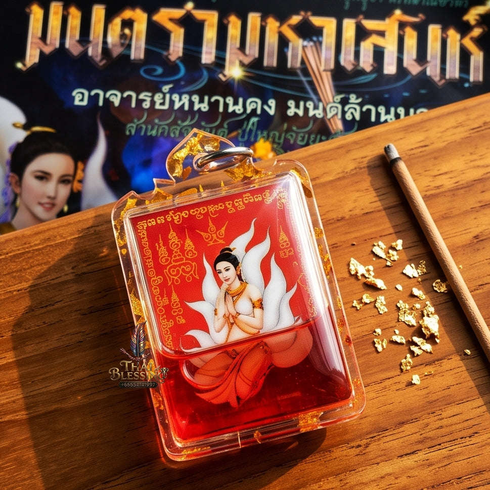 Master-Grade Lanna Esoteric Nine-Tail Fox & Wealth Attraction Sacred Red-Background Locket Achan Nan Khong Mon Lanna 2024 Thai Amulet Collectible Thai Blessing Co By RURUECHA