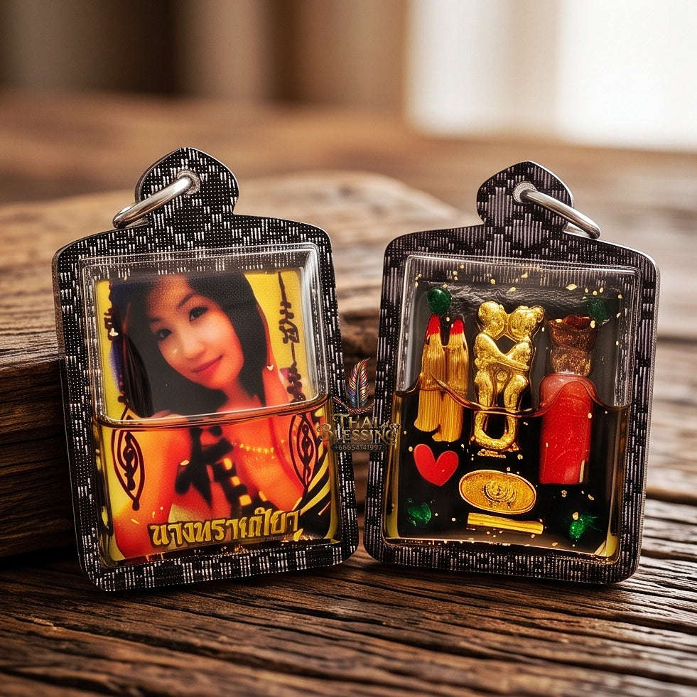 Master-Grade Necromantic Celestial Maiden & Cemetery Oil-Immersion Sacred Gold-Background Locket Nang Piya Edition Rue Si Somdet (Khru Ba Det) Pacha Ban Rattanakosin 2024 Thai Amulet Collectible Thai Blessing Co By RURUECHA