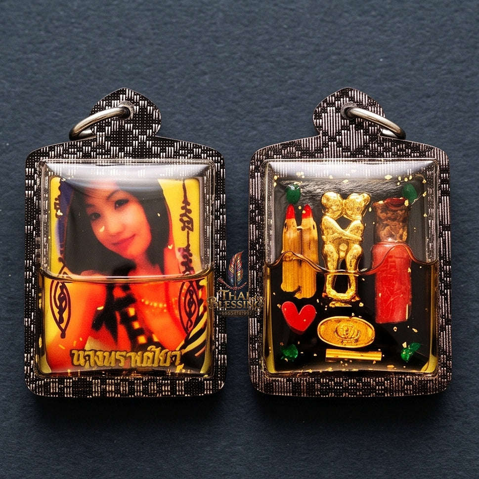 Master-Grade Necromantic Celestial Maiden & Cemetery Oil-Immersion Sacred Gold-Background Locket Nang Piya Edition Rue Si Somdet (Khru Ba Det) Pacha Ban Rattanakosin 2024 Thai Amulet Collectible Thai Blessing Co By RURUECHA