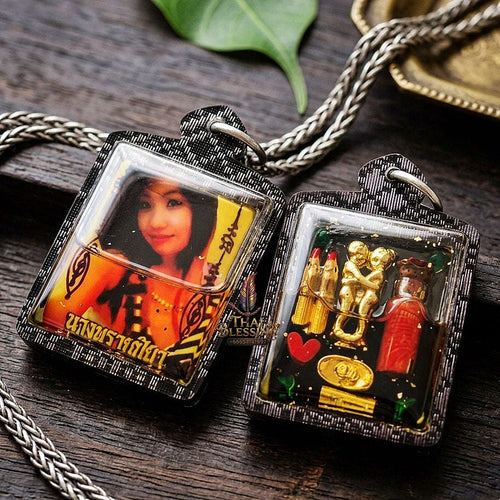 Master-Grade Necromantic Celestial Maiden & Cemetery Oil-Immersion Sacred Gold-Background Locket Nang Piya Edition Rue Si Somdet (Khru Ba Det) Pacha Ban Rattanakosin 2024 Thai Amulet Collectible Thai Blessing Co By RURUECHA