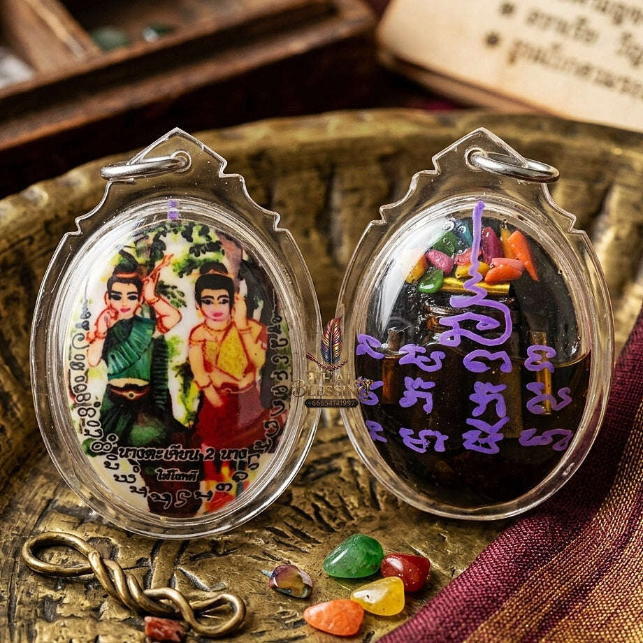 Master-Grade Necromantic Dryad & Seduction Oil-Immersion Sacred Locket Nang Takhian Edition Achan Wira Thep Yan Khru Prasit 2014 Thai Amulet Collectible Thai Blessing Co By RURUECHA