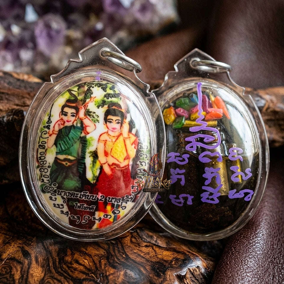 Master-Grade Necromantic Dryad & Seduction Oil-Immersion Sacred Locket Nang Takhian Edition Achan Wira Thep Yan Khru Prasit 2014 Thai Amulet Collectible Thai Blessing Co By RURUECHA