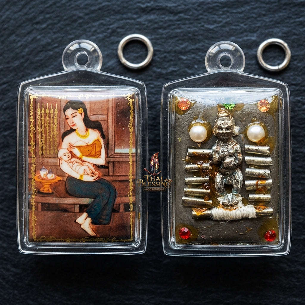 Master-Grade Necromantic Mae Nak Phra Khanong, Kuman Tong & Elevenfold Wealth-Acceleration Takrut Sovereign Sacred Locket Edition Thai Blessing Co By RURUECHA